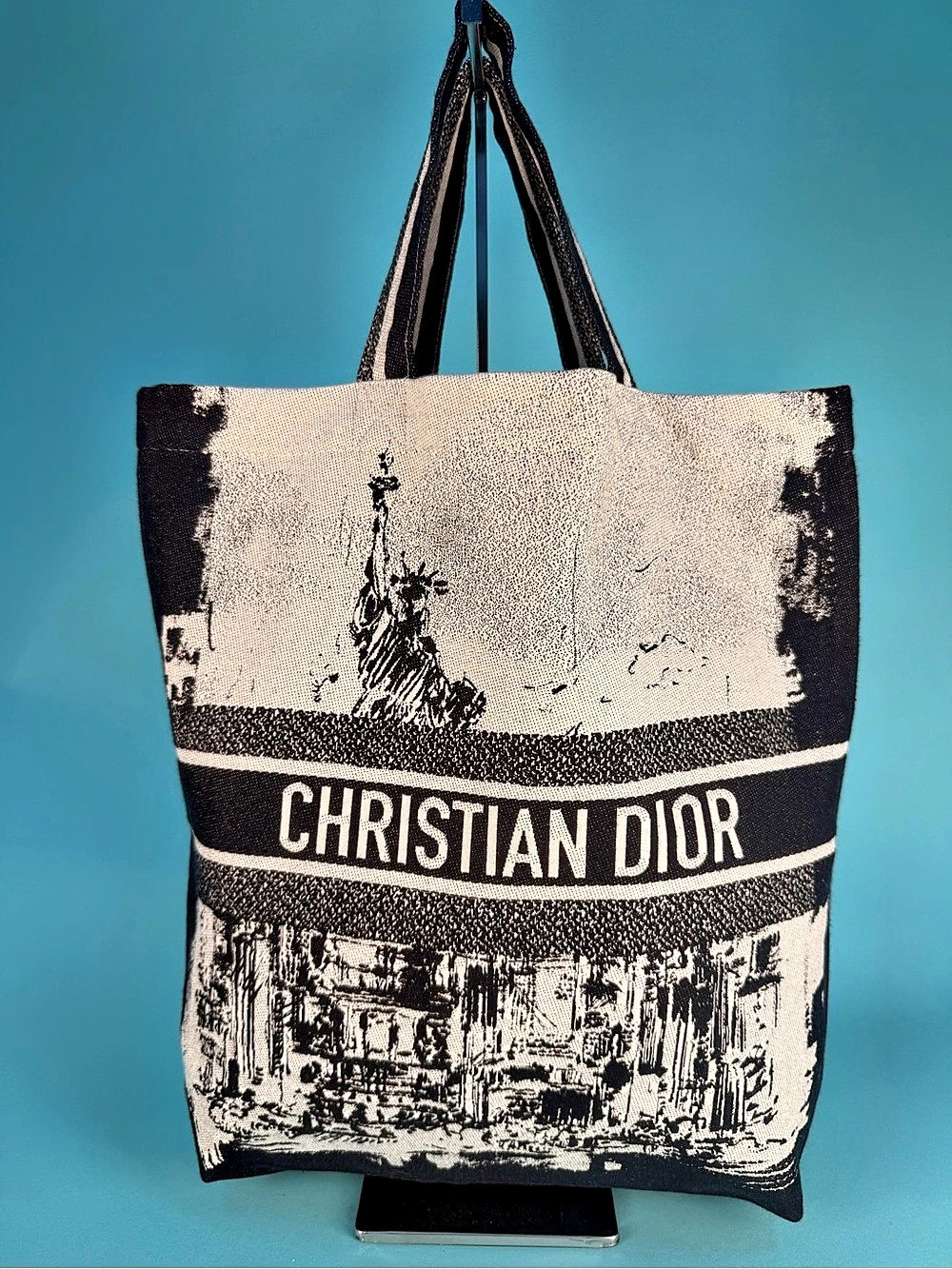 Christian Dior Fall 2024 VIP Gift Tote Bag (Paris / New York Skyline) Black &
